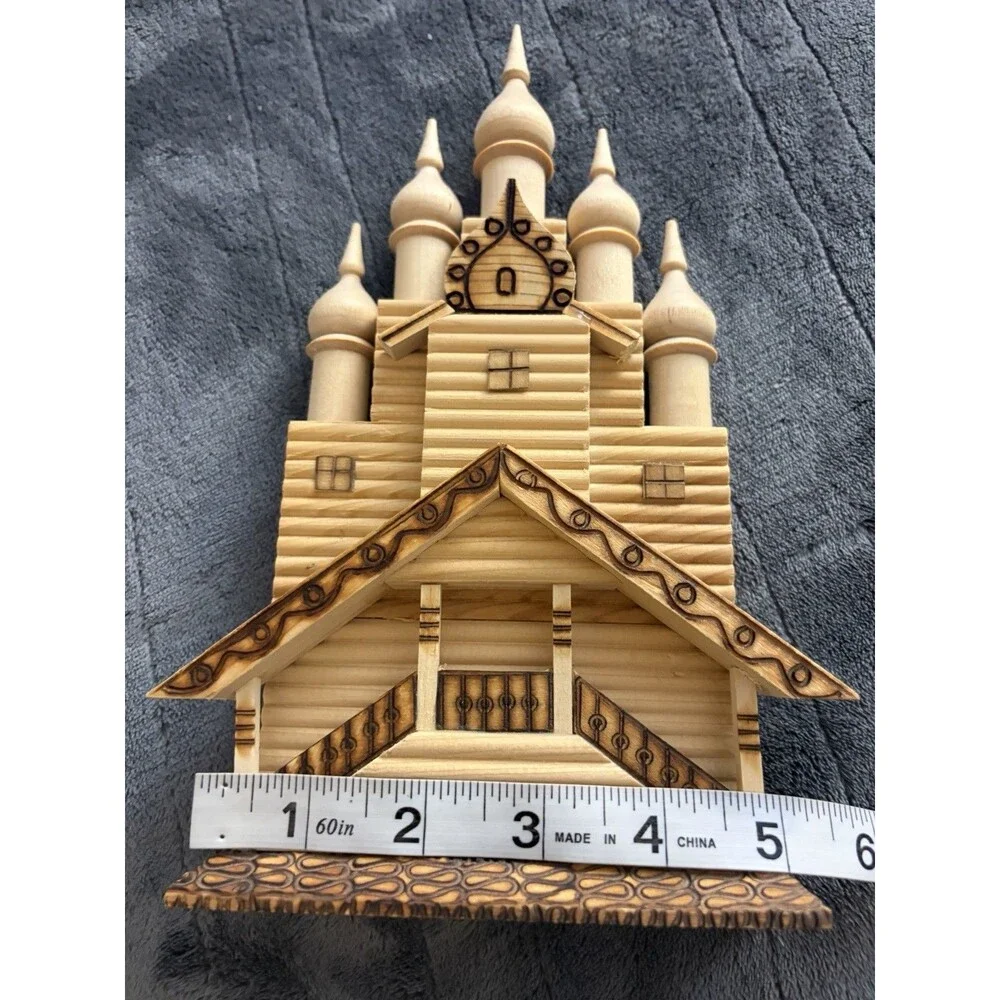 Vintage Soviet Russian Kizhi Wooden Church Model Folk Art Souvenir USSR 10”